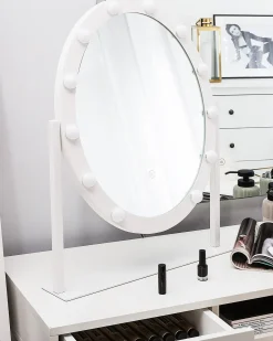 Sminkebord med spejl LED ROSTRENEN Hvid