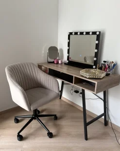 Sminkebord med spejl LED BEAUVOIR Sort