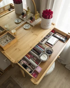 Sminkebord med spejl RANCHERIA Lysebrun