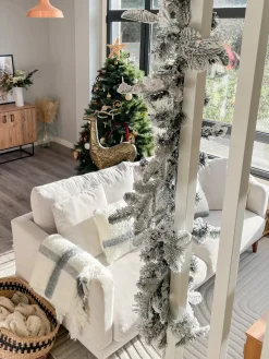 Sneklædt juleguirlande LED SUNDO 180 cm Hvid