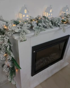 Sneklædt juleguirlande LED SUNDO 180 cm Hvid
