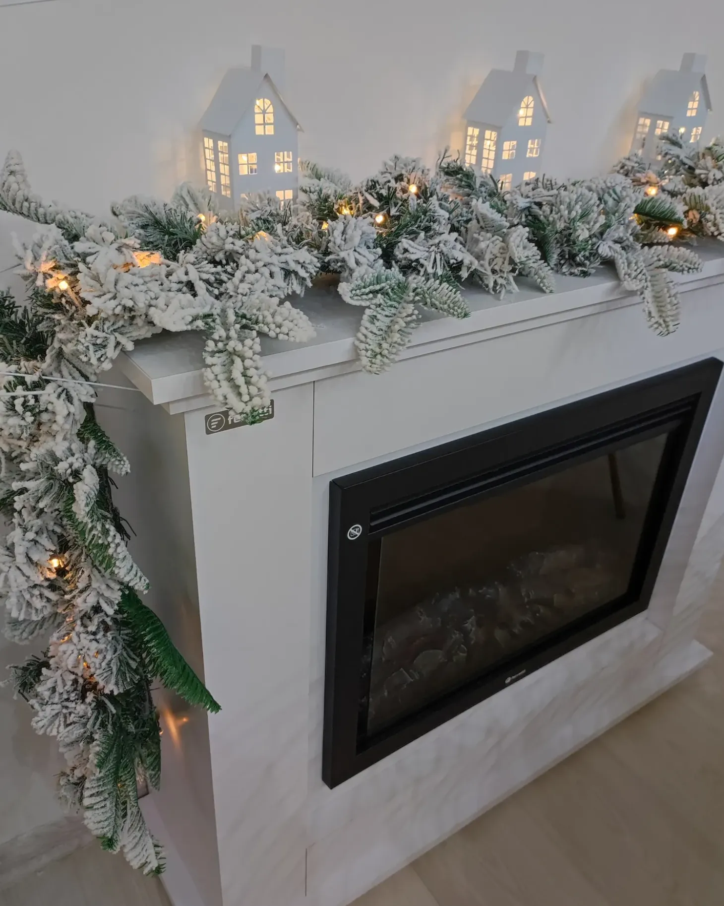 Sneklædt juleguirlande LED SUNDO 180 cm Hvid