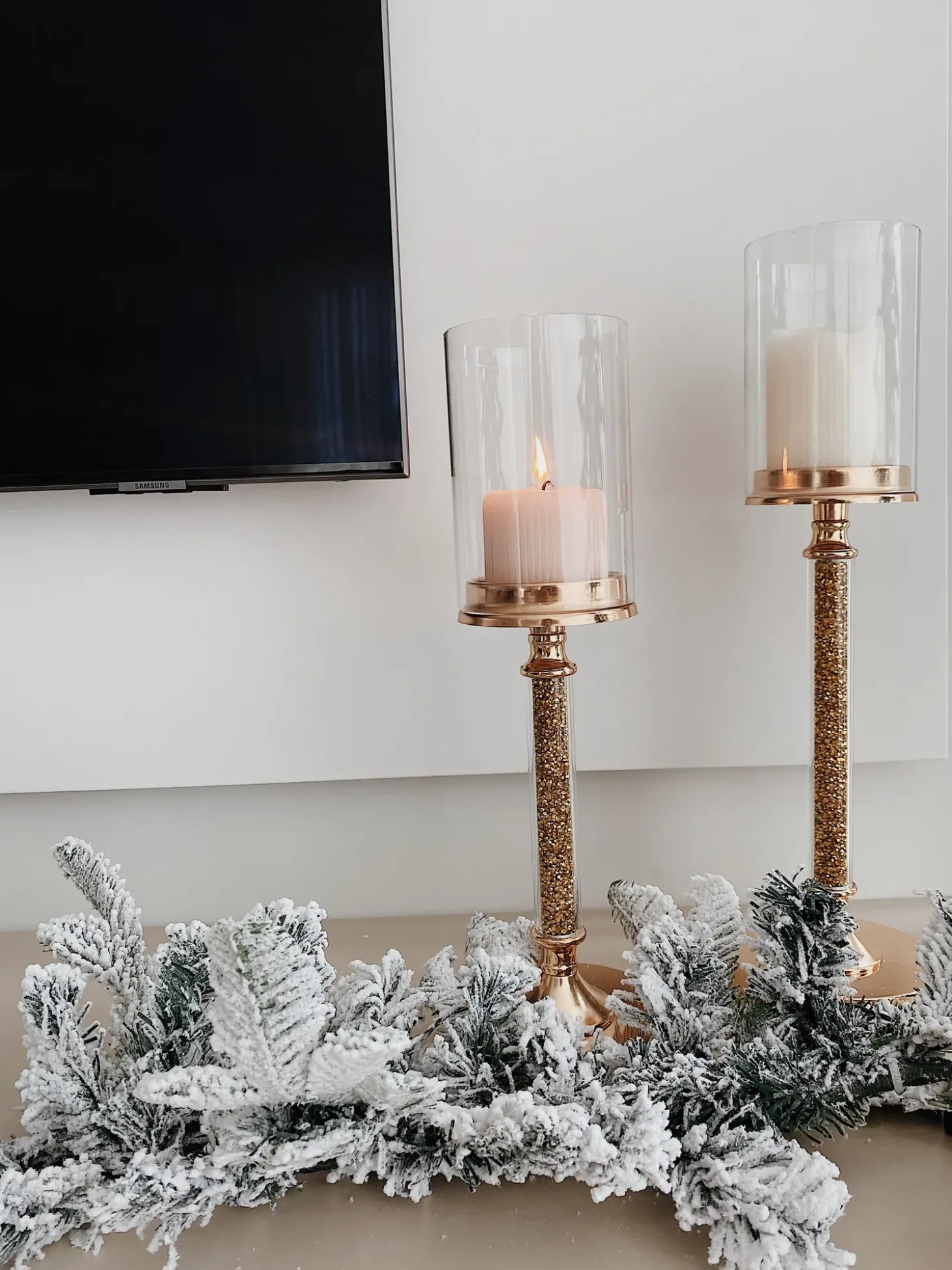 Sneklædt juleguirlande LED SUNDO 180 cm Hvid