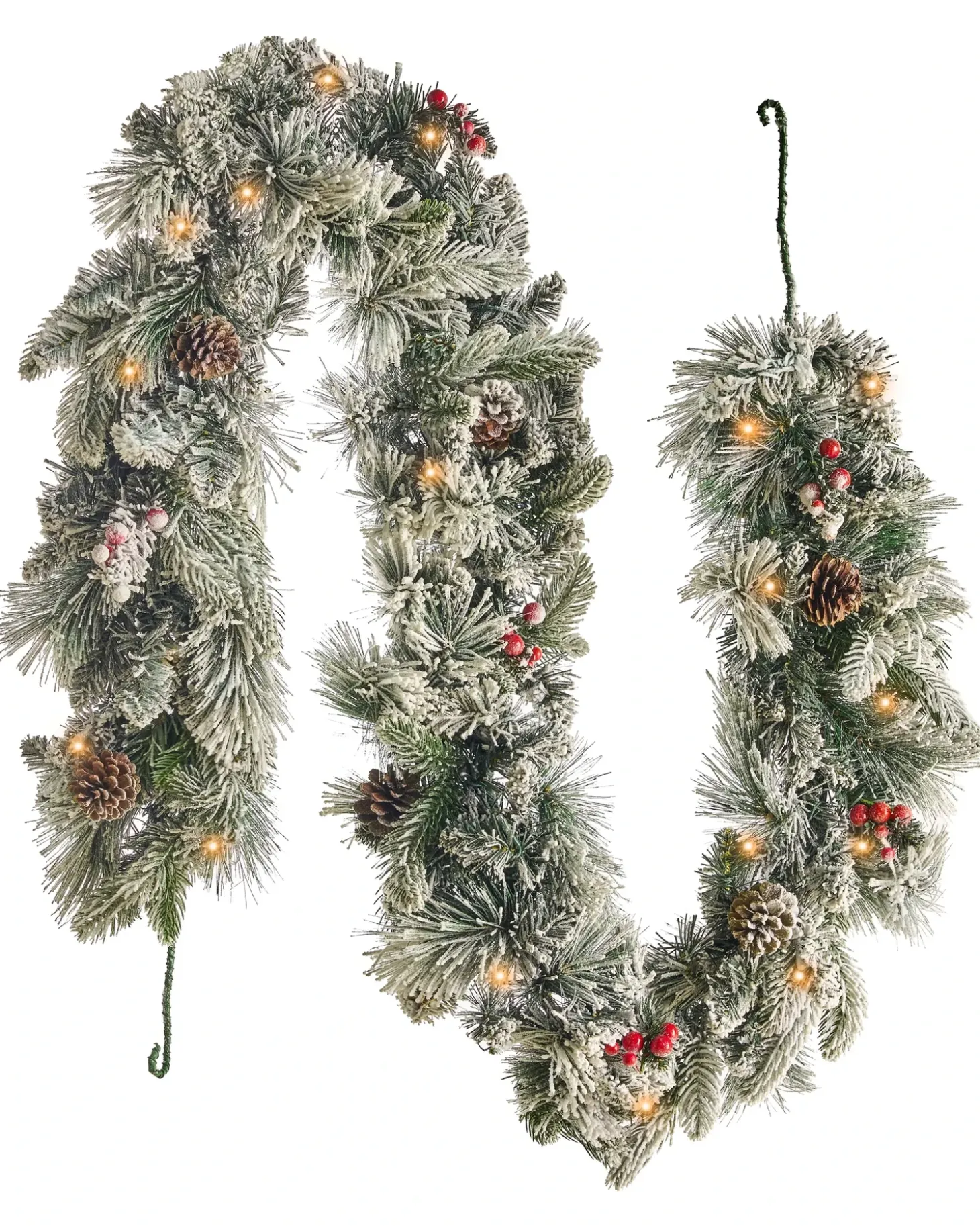 Sneklædt juleguirlande LED WHITEHORN 180 cm Hvid