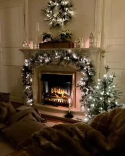 Sneklædt juleguirlande LED WHITEHORN 180 cm Hvid