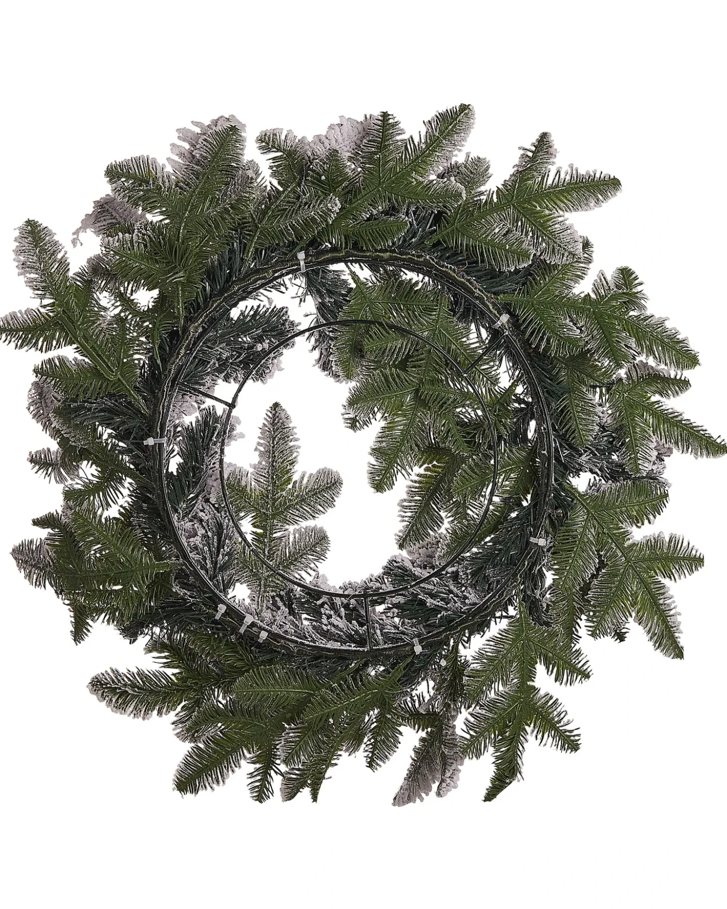 Sneklædt julekrans LED SUNDO Hvid 70 cm