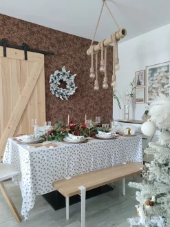 Sneklædt julekrans LED SUNDO Hvid 70 cm