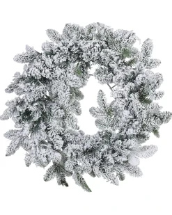 Sneklædt julekrans LED SUNDO Hvid 70 cm
