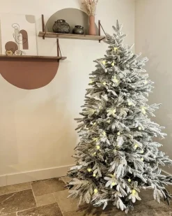 Sneklædt juletræ BASSIE 180 cm Hvid
