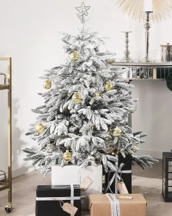 Sneklædt juletræ BASSIE 120 cm Hvid