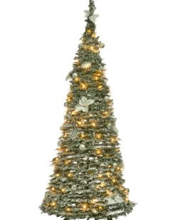 Sneklædt juletræ Foldbar LED FIRVANA 185 cm Hvid
