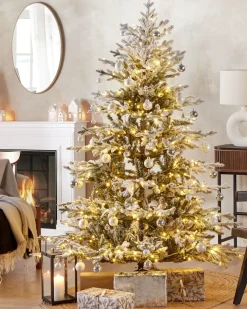 Sneklædt juletræ LED BRISCO 180 cm Hvid