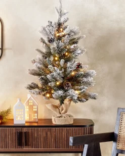 Sneklædt juletræ LED MALIGNE 90 cm Hvid