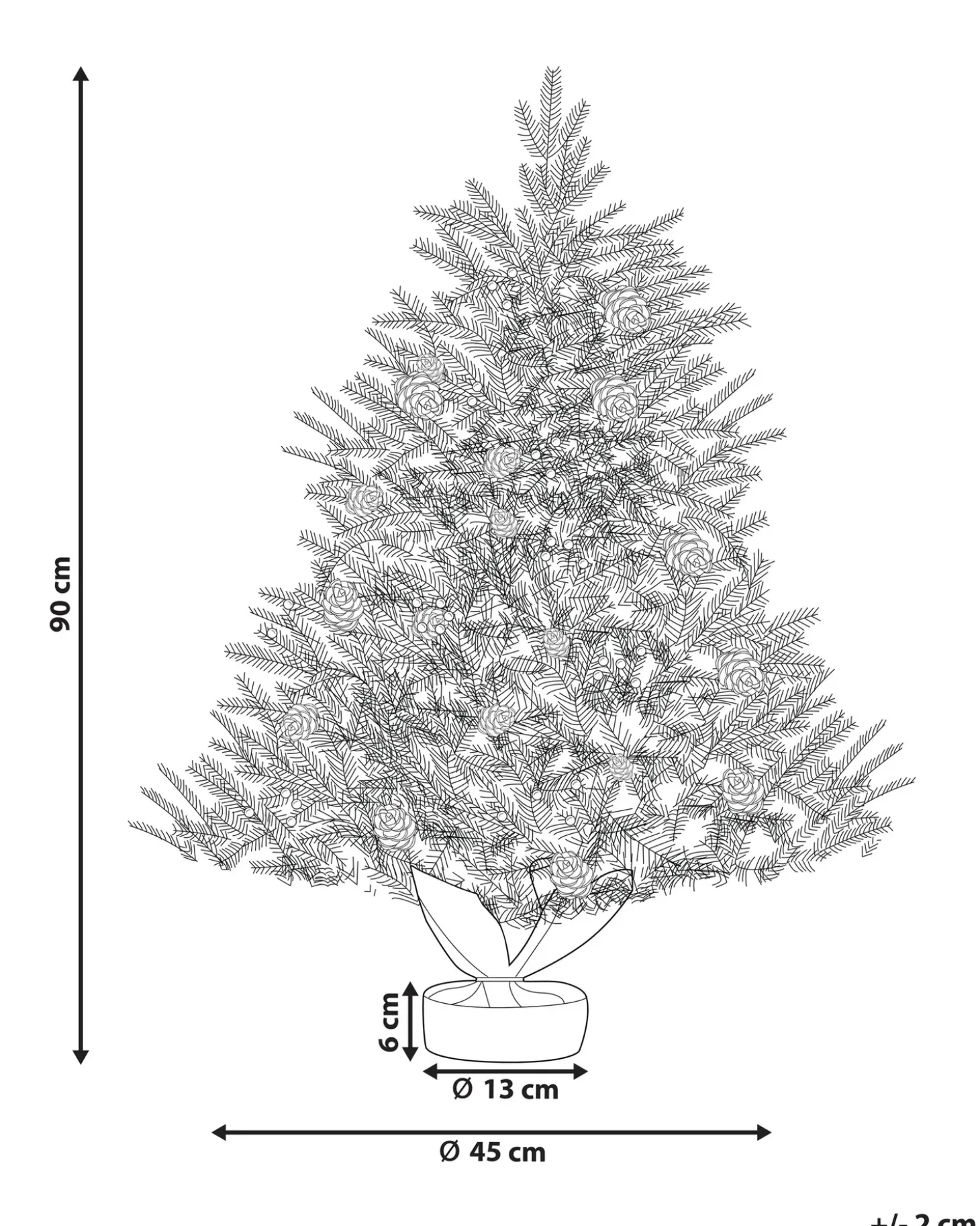 Sneklædt juletræ LED MALIGNE 90 cm Hvid