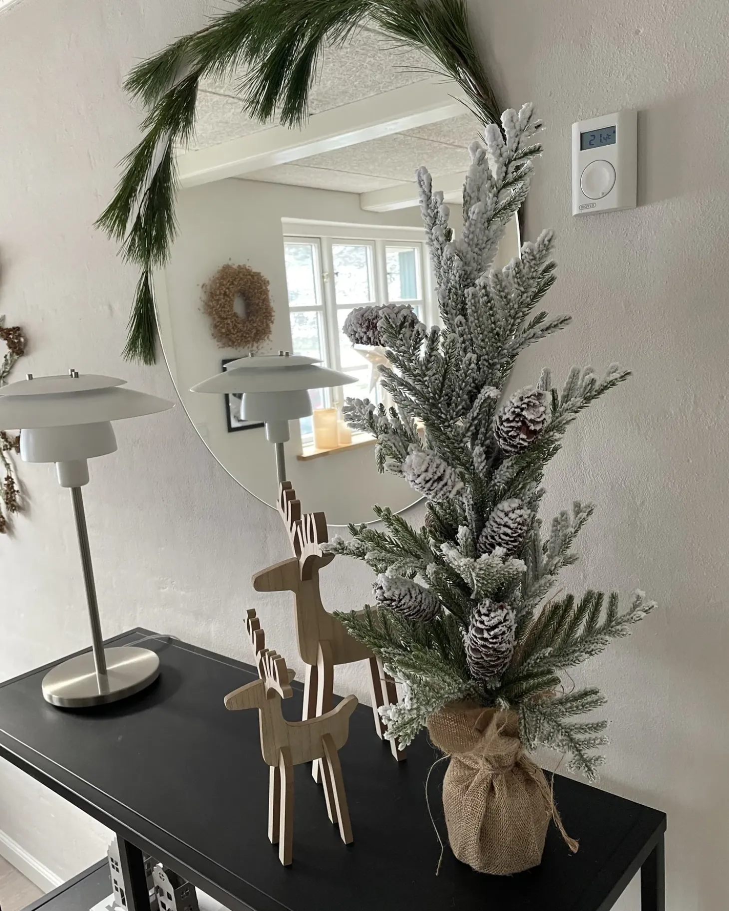 Sneklædt juletræ LED MALIGNE 90 cm Hvid