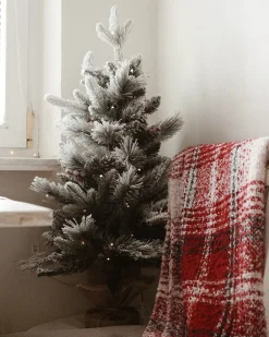 Sneklædt juletræ LED MALIGNE 90 cm Hvid