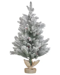 Sneklædt juletræ LED MALIGNE 90 cm Hvid