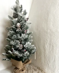 Sneklædt juletræ LED MALIGNE 90 cm Hvid