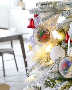 Sneklædt juletræ LED MIETTE 180 cm Hvid