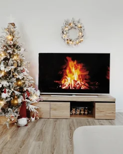Sneklædt juletræ LED MIETTE 180 cm Hvid