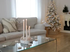 Sneklædt juletræ LED TATLOW 210 cm Grøn