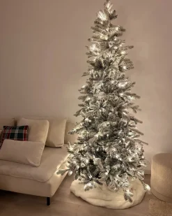 Sneklædt juletræ LED TATLOW 210 cm Grøn