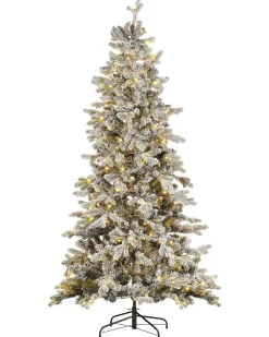 Sneklædt juletræ LED TATLOW 210 cm Grøn