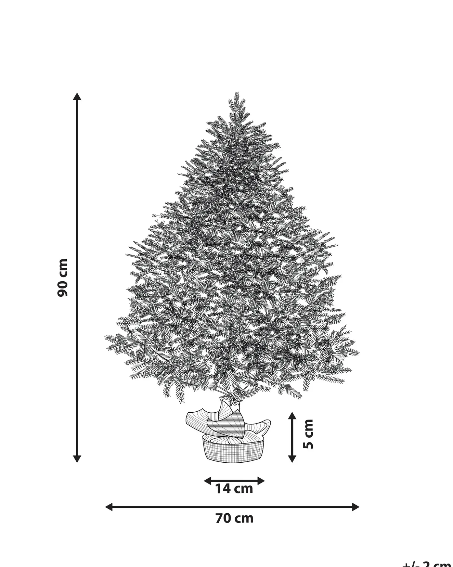 Sneklædt juletræ RINGROSE 90 cm Grøn