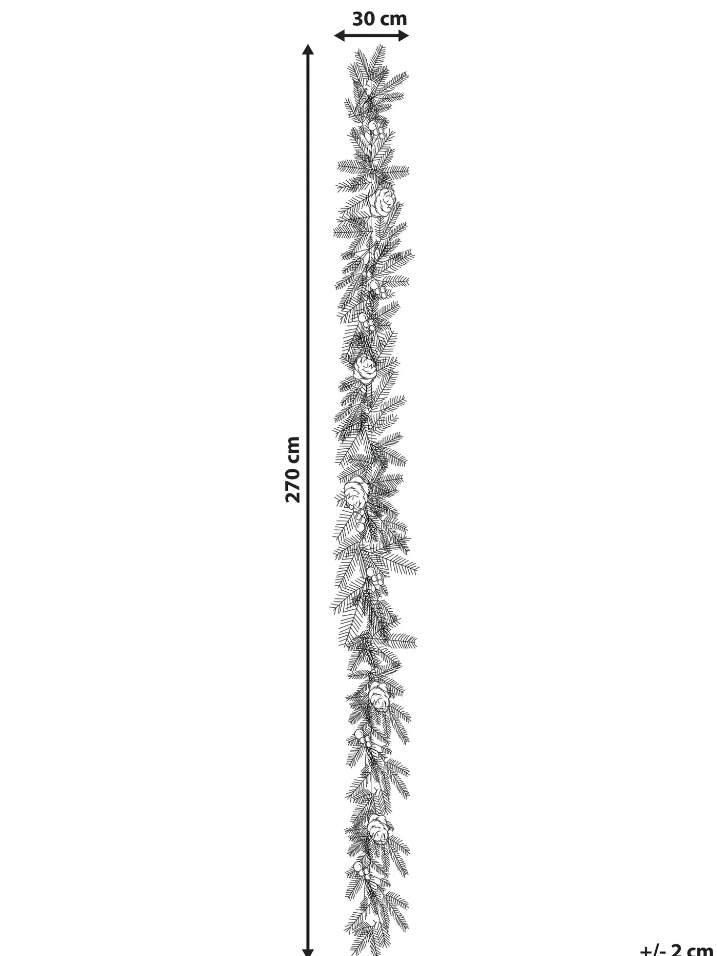 Sneklædt juleguirlande LED WHITEHORN 270 cm Hvid
