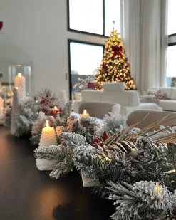 Sneklædt juleguirlande LED WHITEHORN 270 cm Hvid