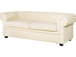 Sofa 3 personers CHESTERFIELD Ægte læder Lys Beige