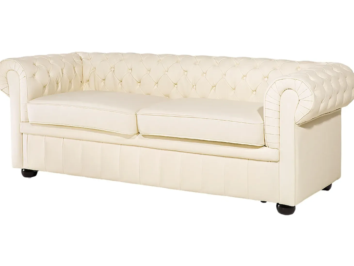 Sofa 3 personers CHESTERFIELD Ægte læder Lys Beige