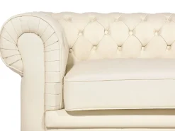 Sofa 3 personers CHESTERFIELD Ægte læder Lys Beige