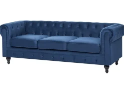 Sofa 3 personers CHESTERFIELD Velour Navy Blå