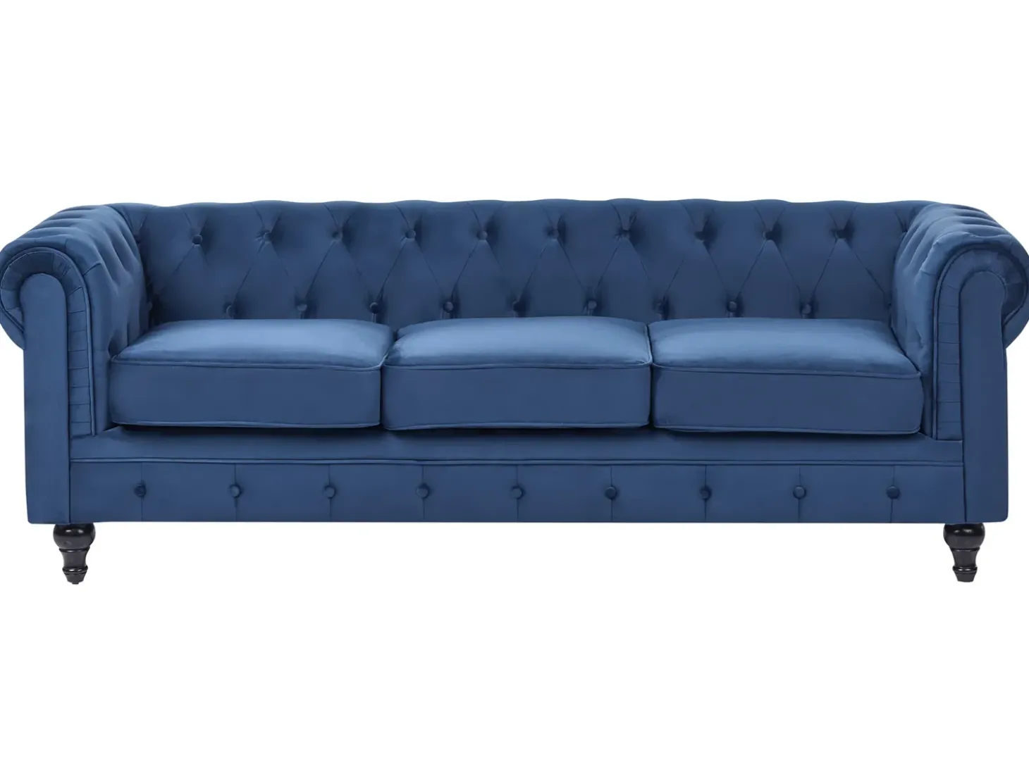 Sofa 3 personers CHESTERFIELD Velour Navy Blå