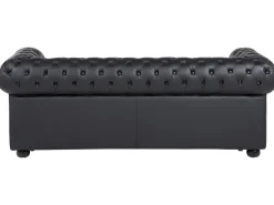 Sofa 3 personers CHESTERFIELD Ægte læder Sort