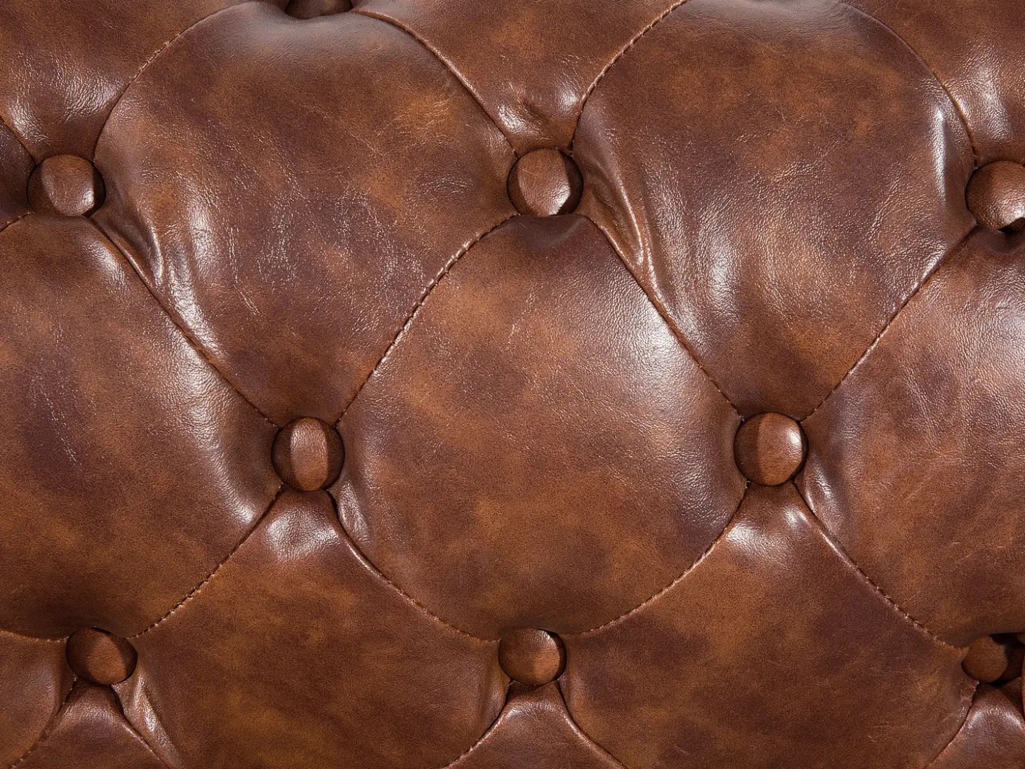 Sofa 3 personers CHESTERFIELD Kunstlæder Guldbrun