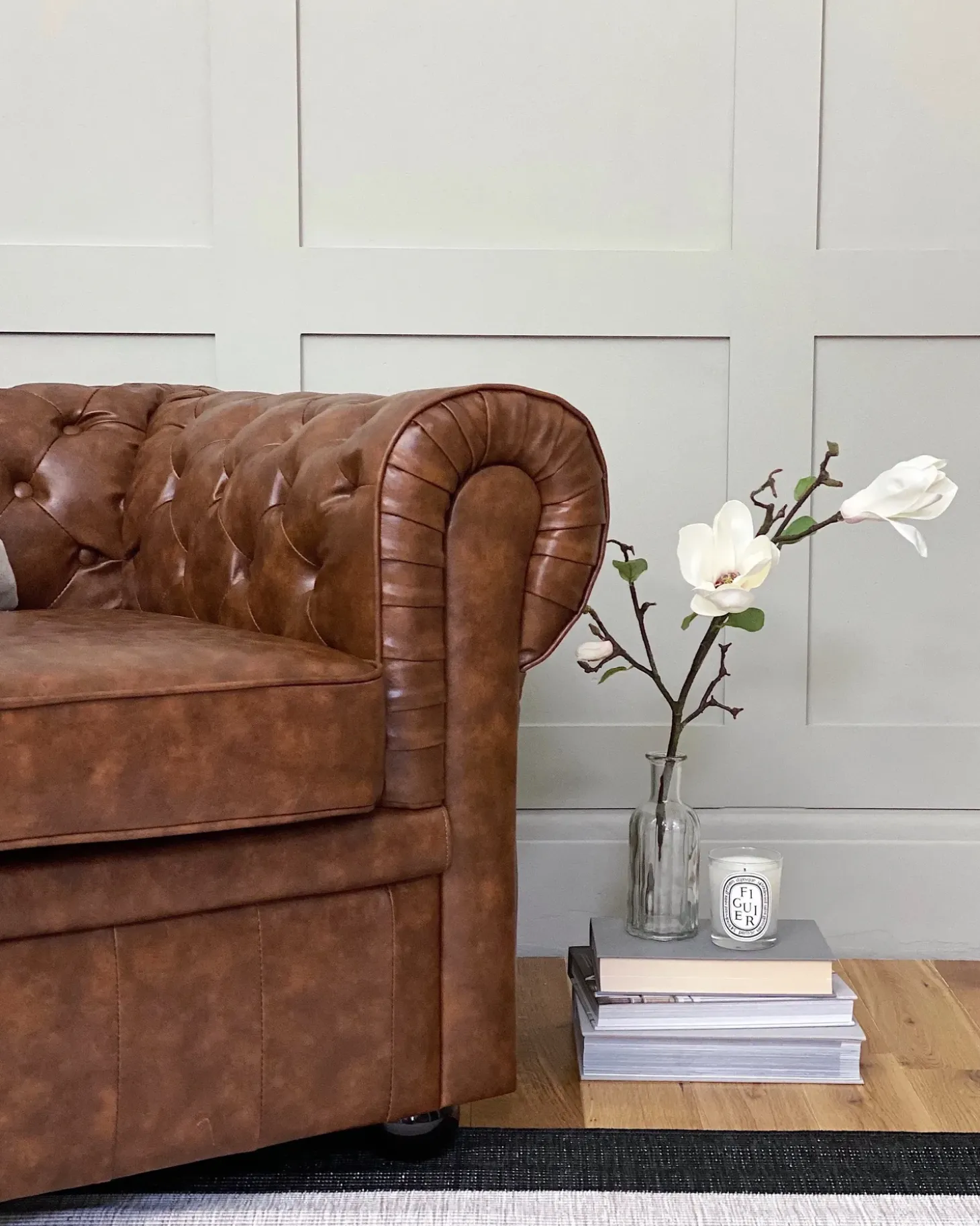 Sofa 3 personers CHESTERFIELD Kunstlæder Guldbrun
