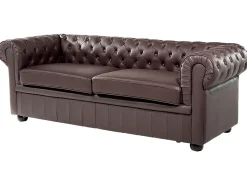Sofa 3 personers CHESTERFIELD Ægte læder Brun