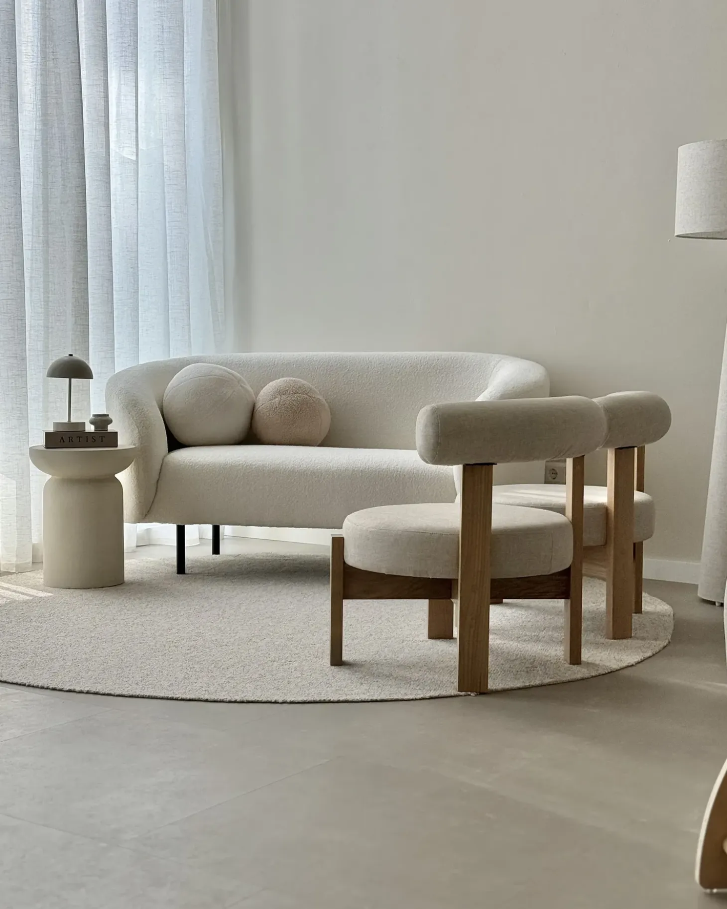 Sofa 2 personers LOEN Boucle Hvid