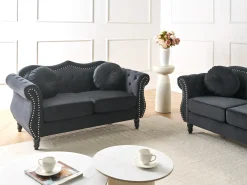Sofa 2 personers SKIEN Velour Sort