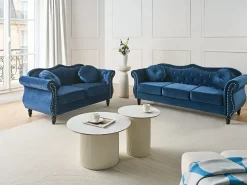 Sofa 2 personers SKIEN Velour Navy Blå