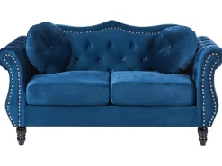 Sofa 2 personers SKIEN Velour Navy Blå
