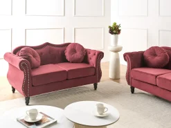 Sofa 2 personers SKIEN Velour Mørkerød