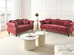 Sofa 2 personers SKIEN Velour Mørkerød