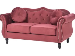 Sofa 2 personers SKIEN Velour Mørkerød