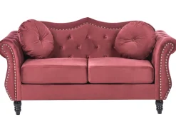 Sofa 2 personers SKIEN Velour Mørkerød