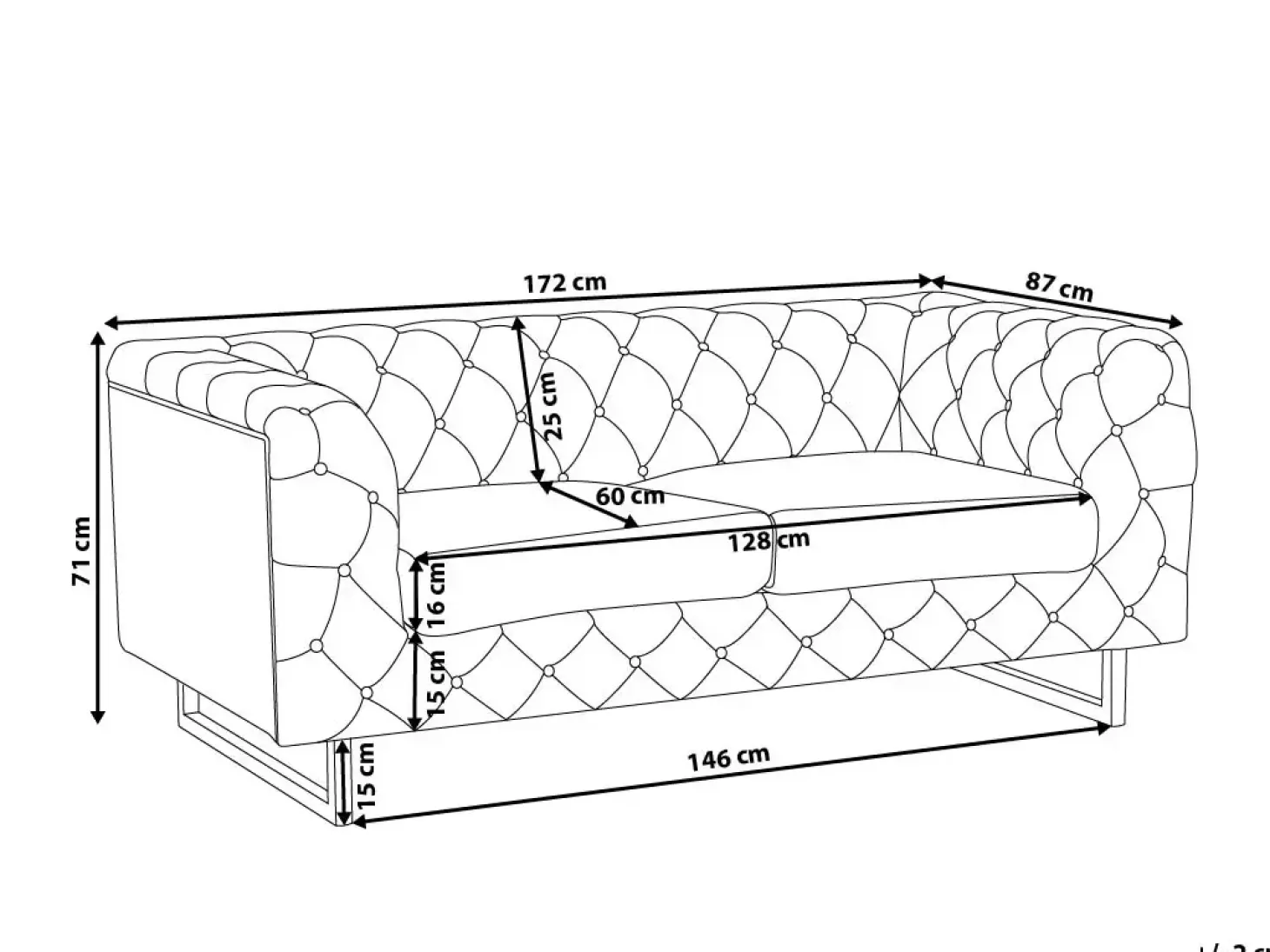 Sofa 2 personers VISSLAND Lys Beige