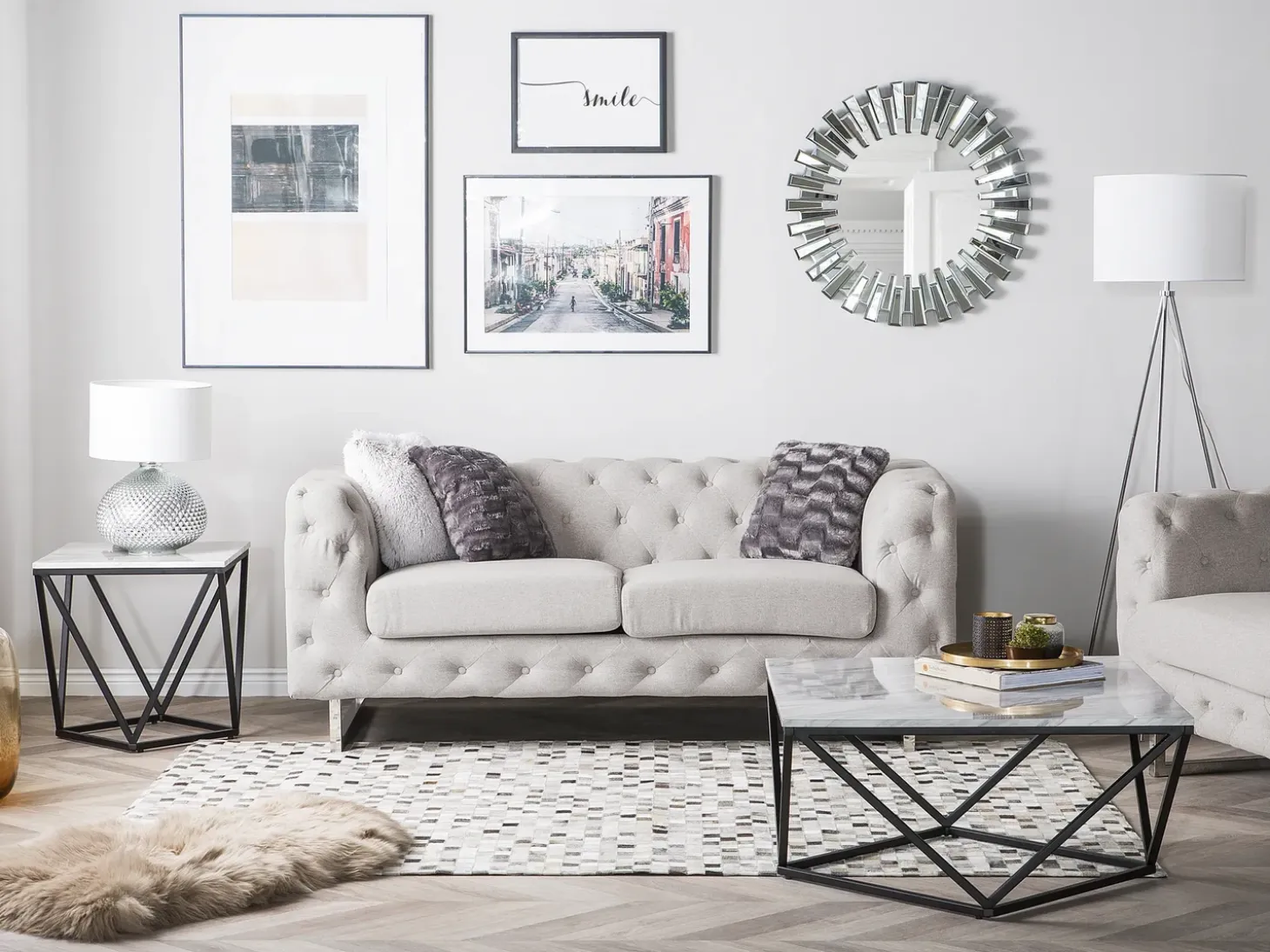 Sofa 2 personers VISSLAND Lys Beige