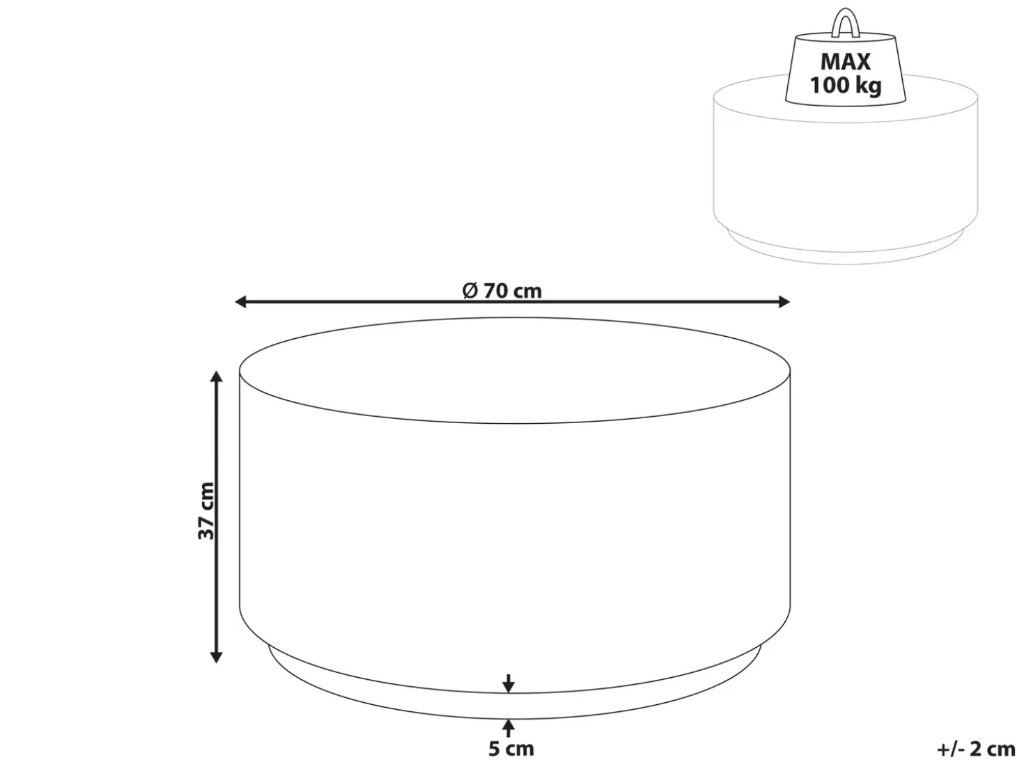 Sofabord ASIERIO 70 cm 70 cm Travertin Effekt